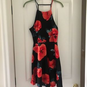 FRANCESCAS Floral Black Fit Flare Dress - Large